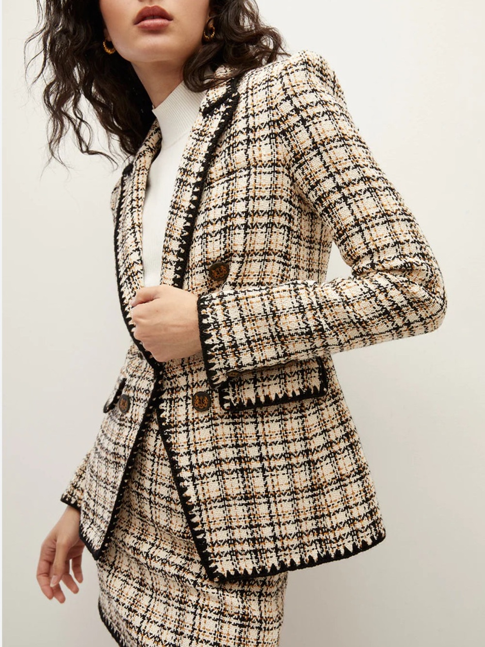 New Veronica Beard Lawrence Dickey Jacket in Ecru & Ochre Size 6 Revolve
